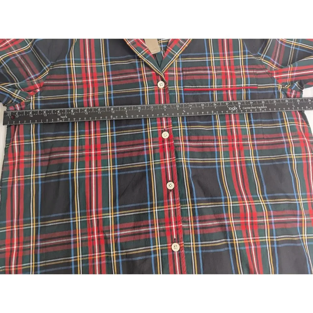 NWT J.Crew Stewart Tartan Plaid Relaxed Cotton Button Down Pajama Top